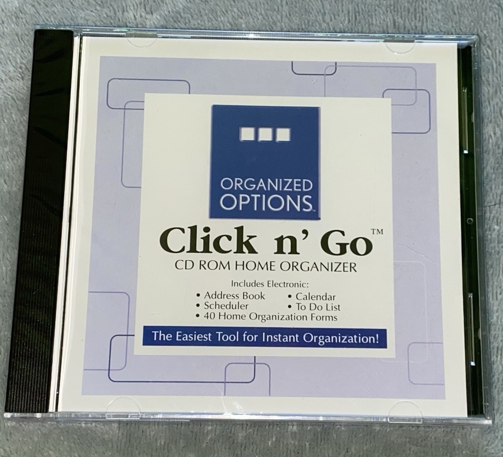 Organized Options Click N Go CD ROM Home Organizer 2002