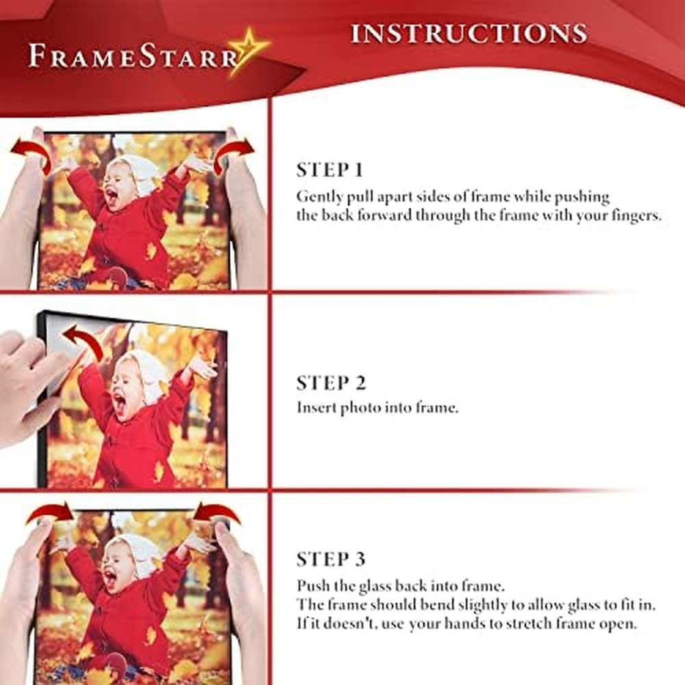 8x10 Picture Frame Set (Black, 6 Pack), Front-Loading Contemporary Modern Sty...