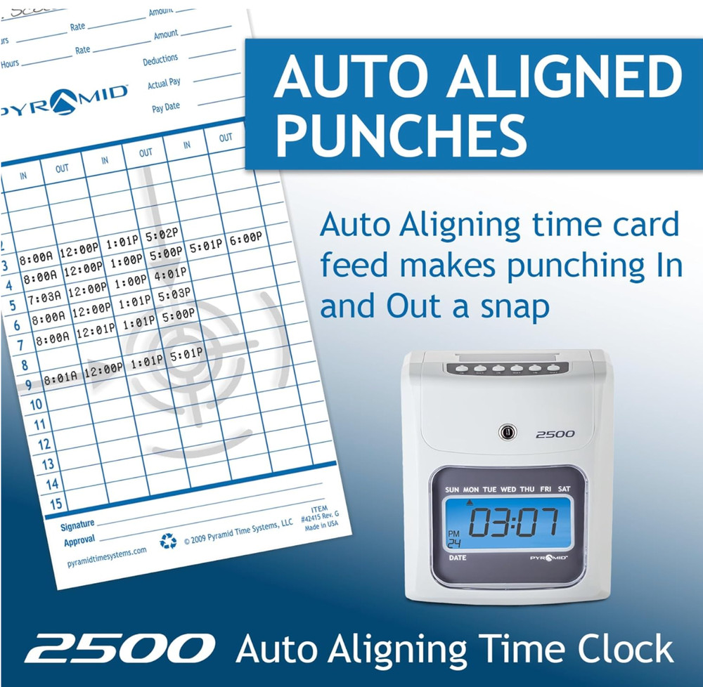 Pyramid Time Systems 2500 Employee Time Clock Punch Card Machine – Open Box