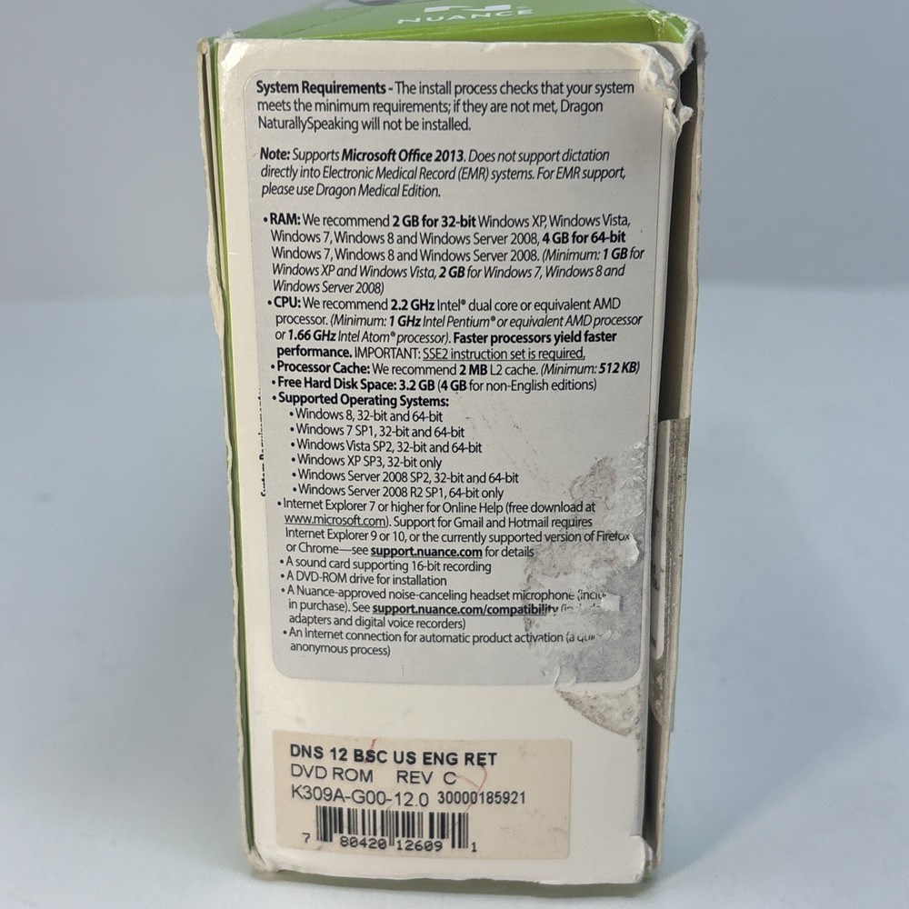 Nuance Dragon NaturallySpeaking 12 Basic Speech Recognition Software - NEW OPEN