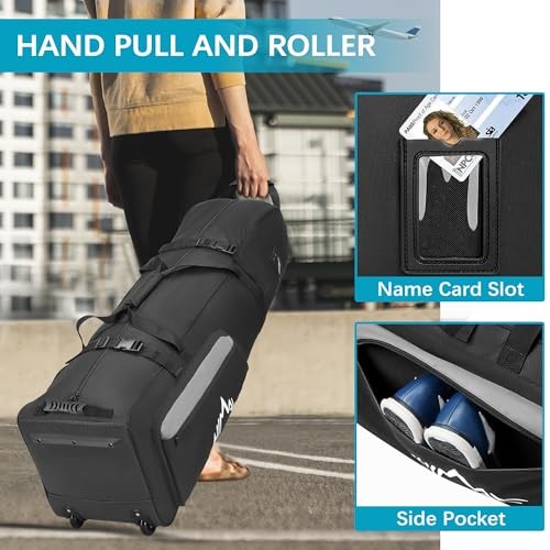 Soft-Sided Golf Travel Bag with Wheels - Heavy Duty 600D Polyester Basic-Black