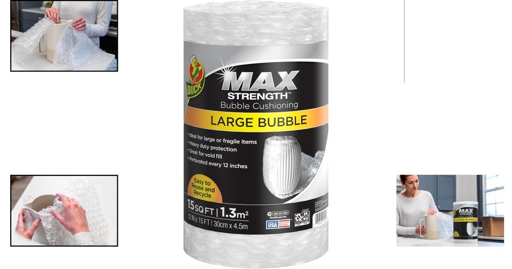 Max Strength 15 FT Bubble Wrap - Reusable & Perforated for Hassle-Free Packing