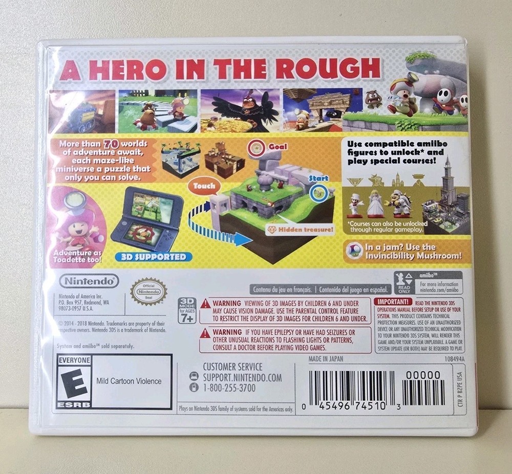 Captain Toad Case Only NO GAME Nintendo 3DS Replacement Box Art Treasure Tracker