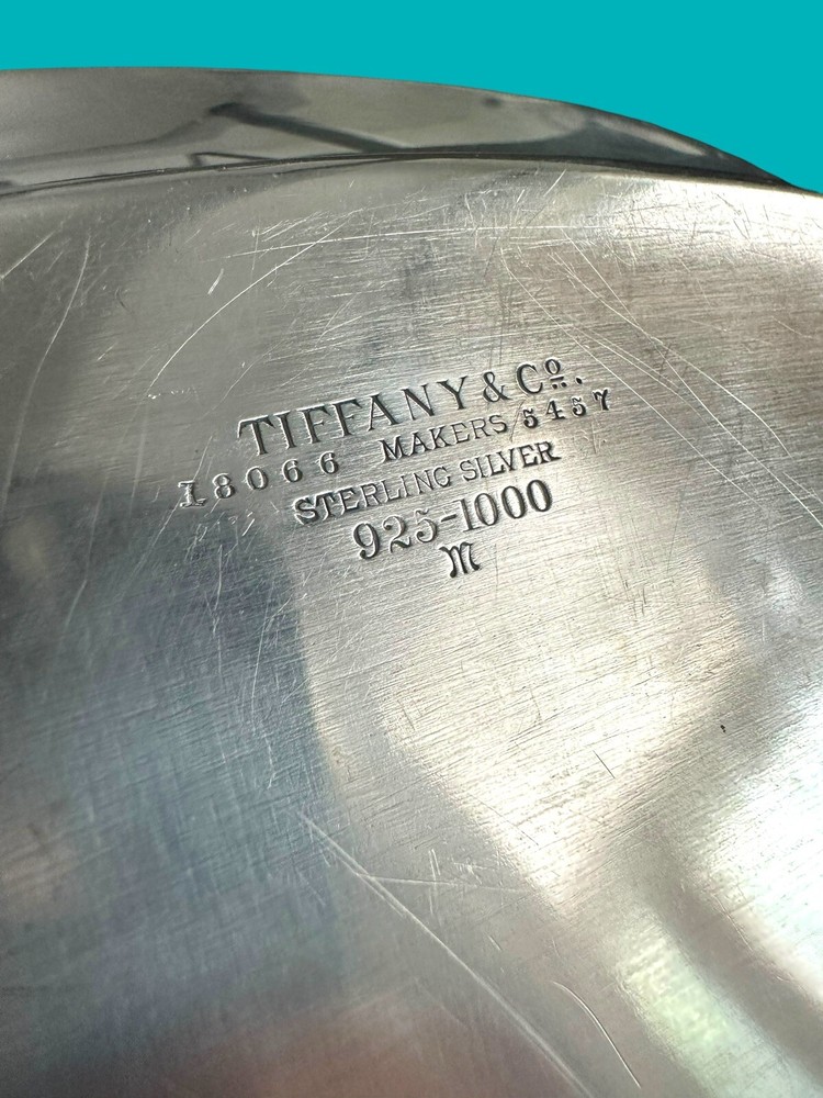 Exquisite c1910s Tiffany & Co Sterling Silver Oval Bread Dish Serving Tray Mono