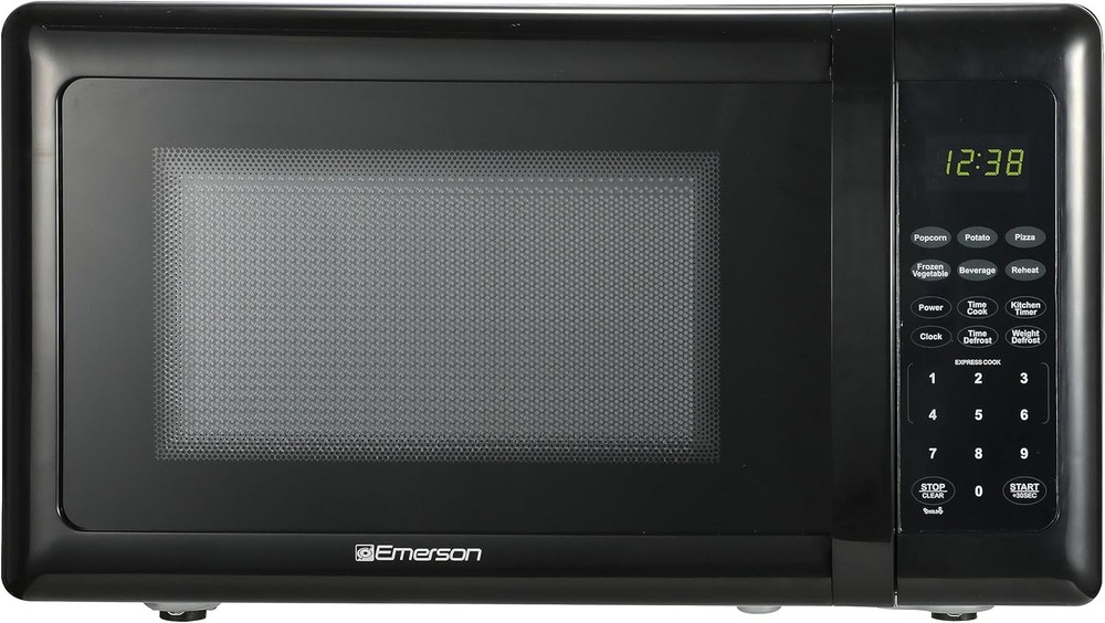 Emerson MW7302B Compact Countertop Microwave Oven with Touch Control, Black