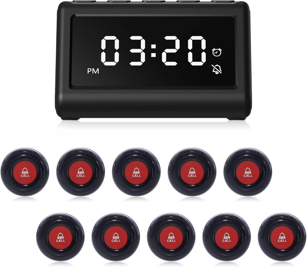 Wireless Calling System, Caregiver Pager for Nurses Station, 10 Waterproof Alert
