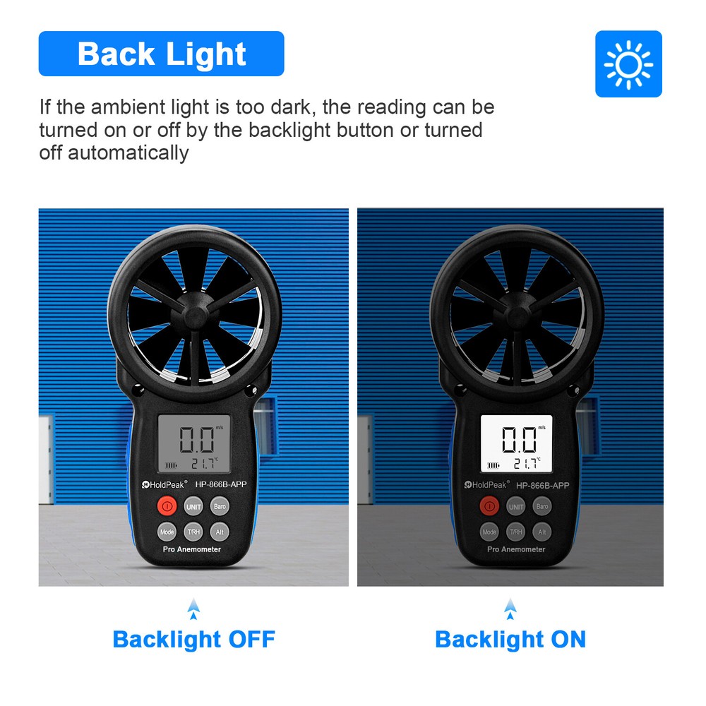 Anemometer Digital Wind Speed Meter Handheld Wireless Bluetooth Vane Air Tester