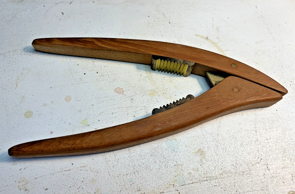 Vintage Danish Modern Nutcracker Wood with Brass