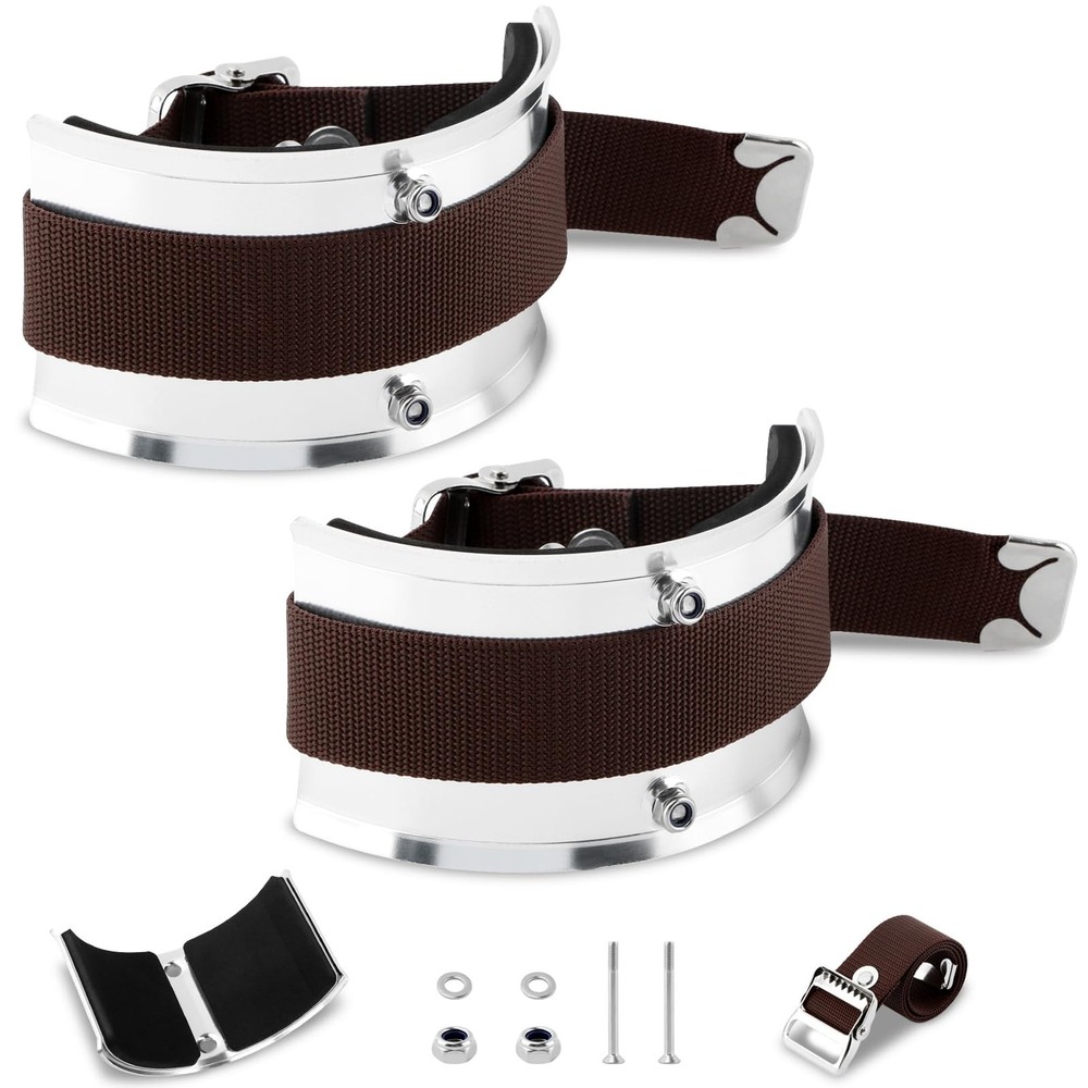 2 Set Drywall Stilt Kit: 2 Curved Metal Plates + 2 Adjustable Straps + 4 Pair...