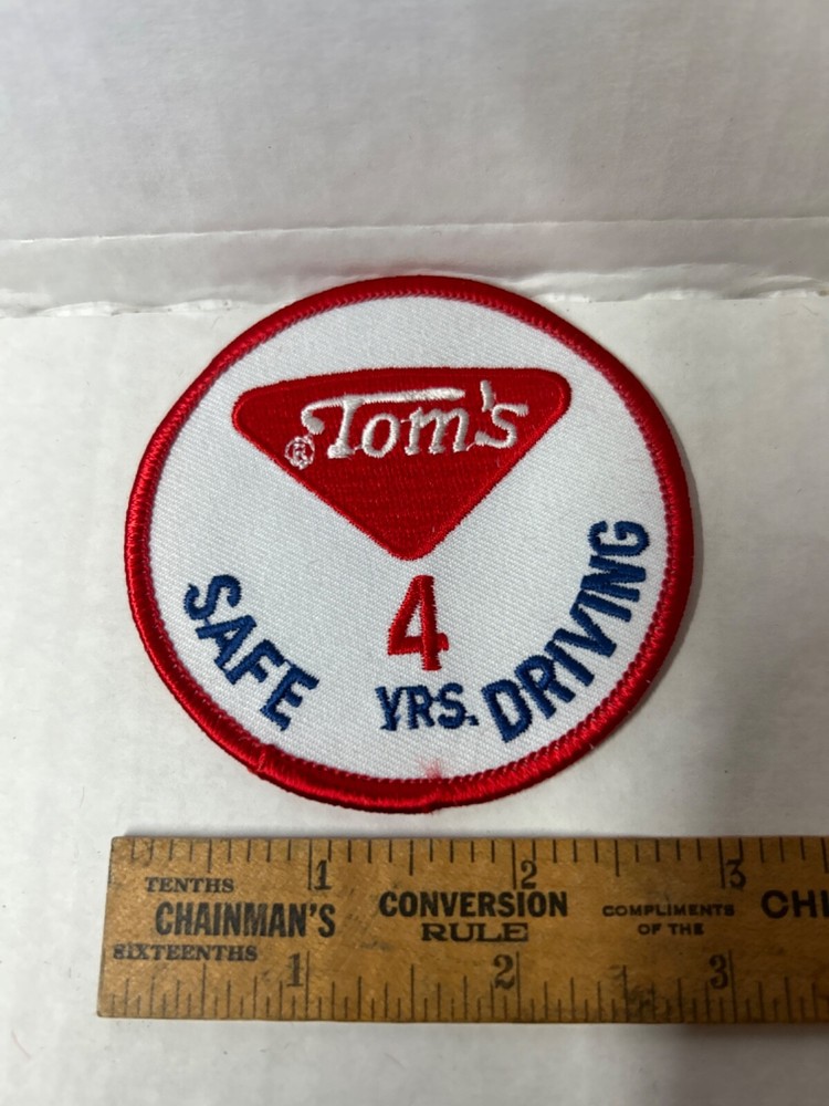 Vintage Tom’s Peanuts Cloth Patch Safe 4 YR. Driver