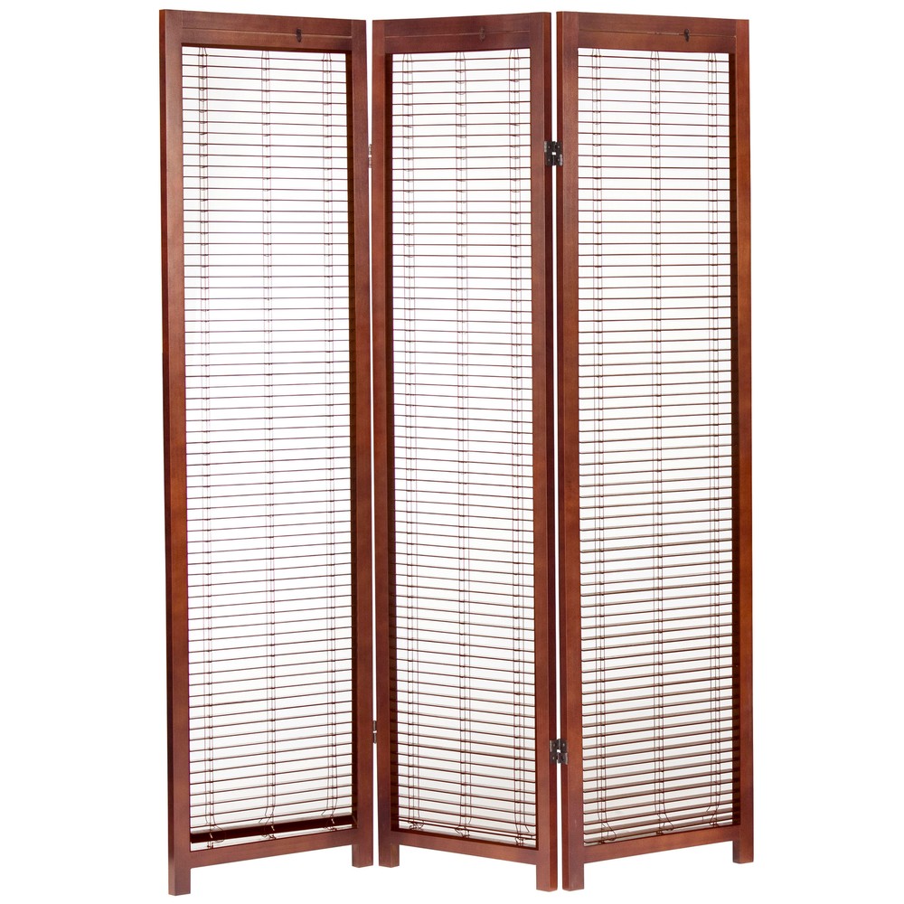 6 ft. Tall Adjustable Shutter Room Divider Walnut 3 Panel