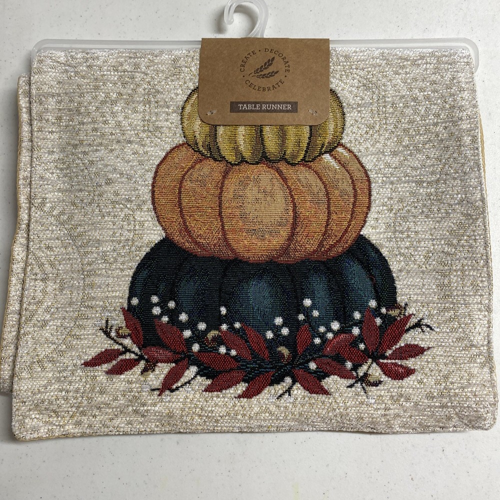 Tapestry Table Runner Fall Grateful 13x72 Lined New