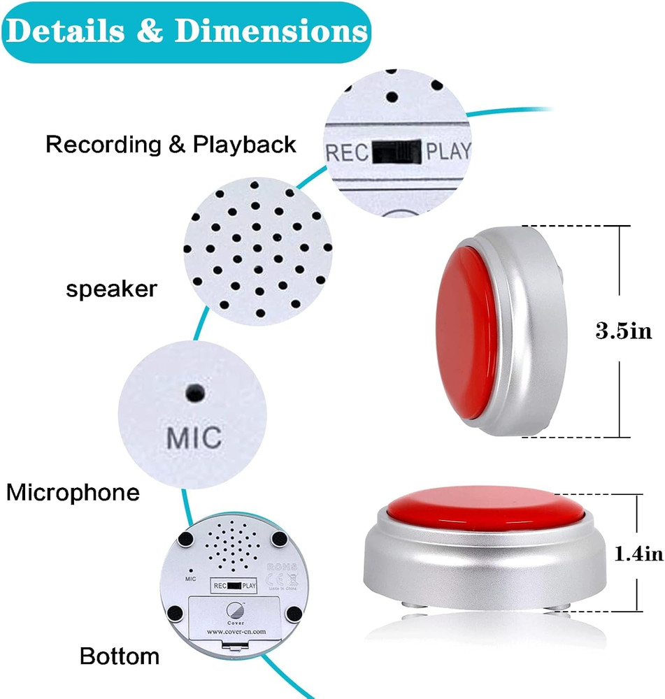 Recordable Button,Record Talking Button,Easy Button 30S Voice Recordable Button
