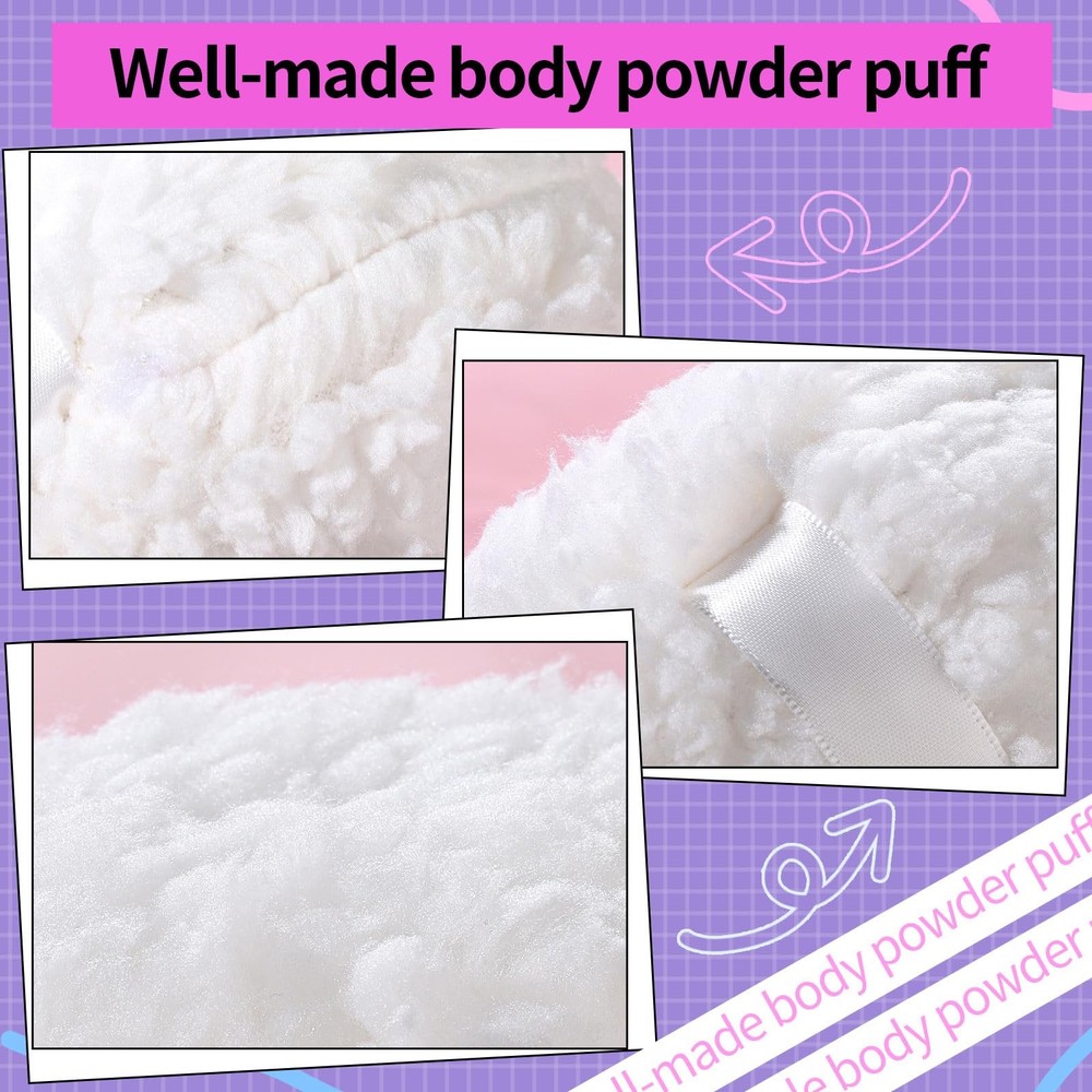 6 Body Powder Puff for Dusting, Fluffy Soft Large Puff with Container