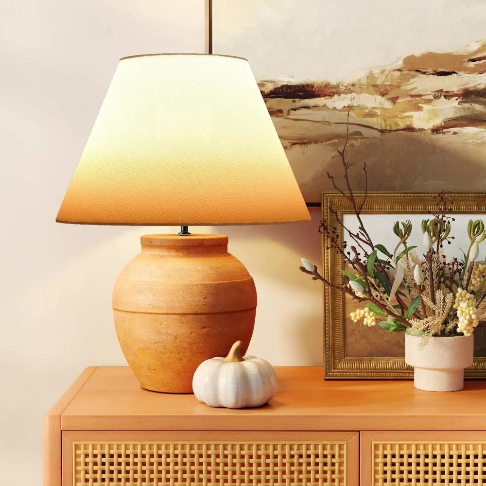 21.25"x17" Large Ceramic Table Lamp Terracotta - Threshold