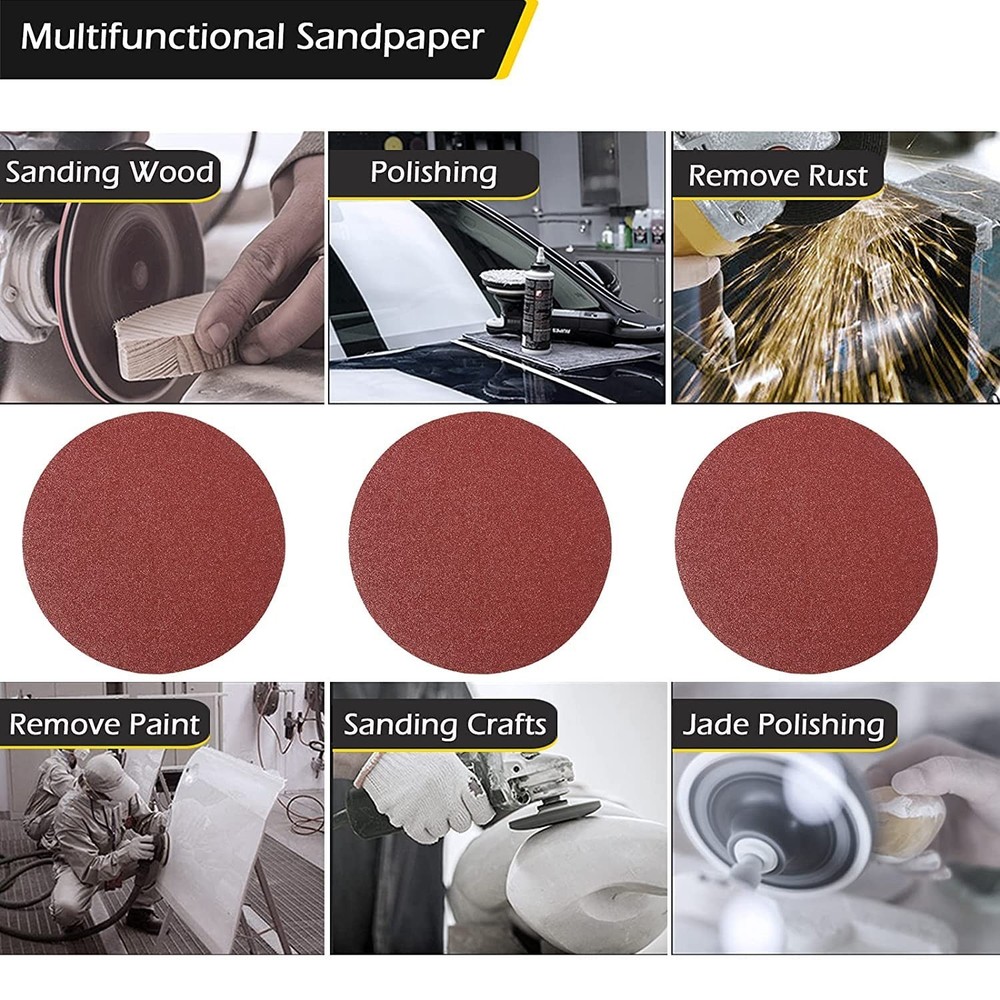 Utoolmart PSA Sanding Discs, 9-inch Self Stick Adhesive Back Sandpaper, 100 G...