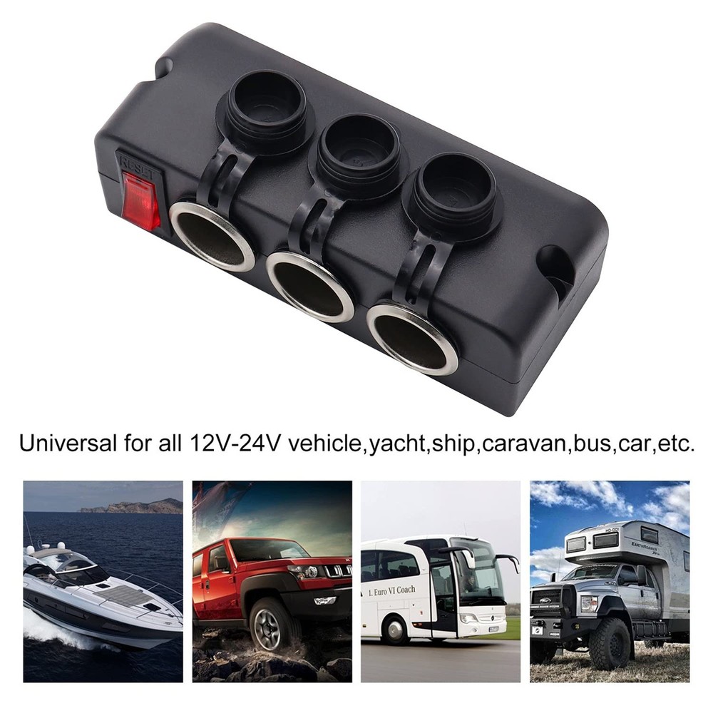 Cllena 3 Socket Cigarette Lighter Splitter 12V Power Outlet 3