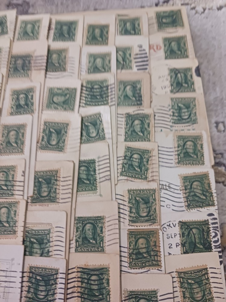 Cpllection Of I Cent Franklin Stamps