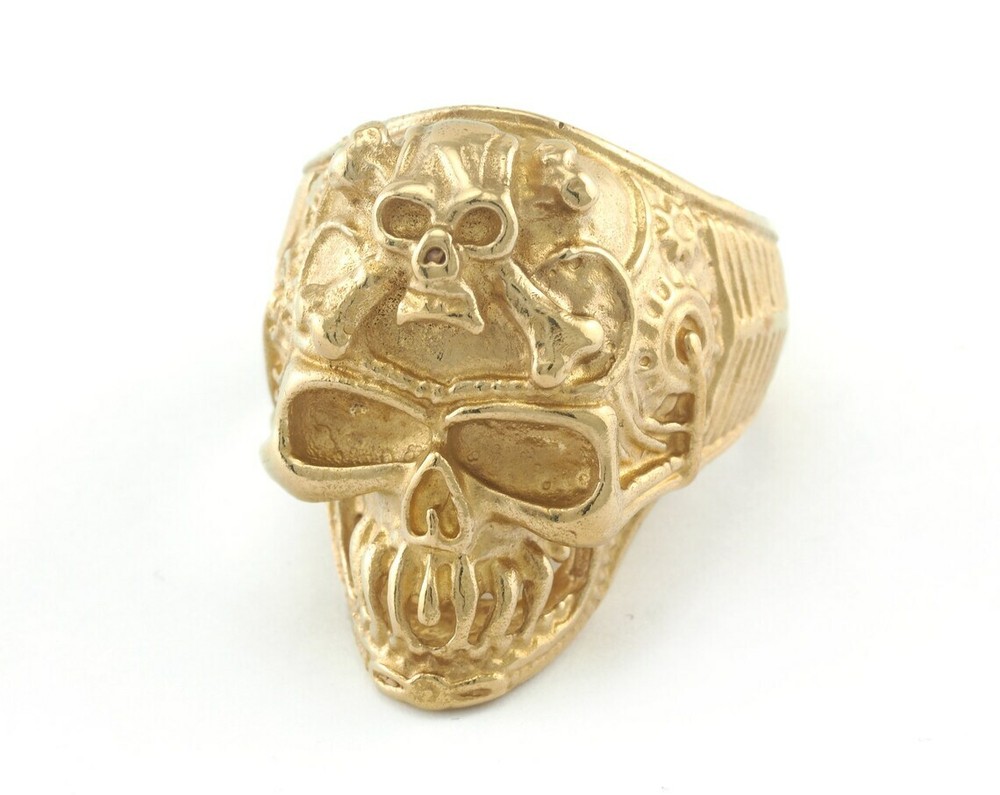 Skull Adjustable Ring Raw Brass (20mm 10.5US inner size) 2879