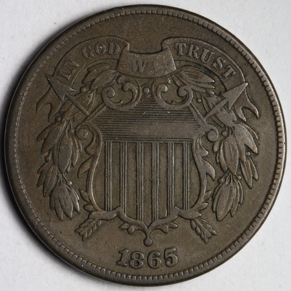 1865 Two Cent Piece VF+ XF E174 OZNC