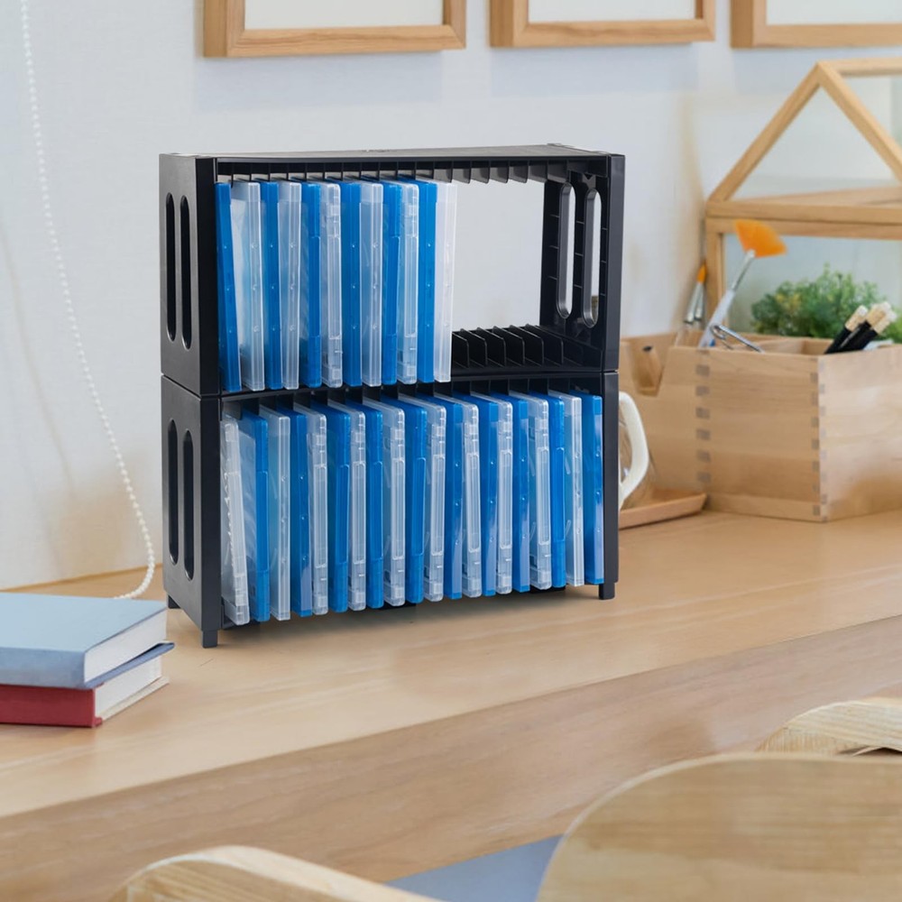 DVD Storage Rack, Upgrade 2 Pack Stackable ABS DVD Storage Organizer Can Hold...
