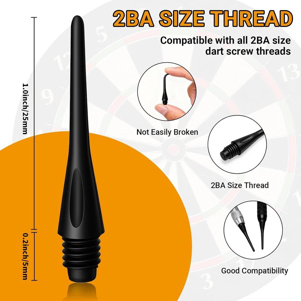 150-Pack Soft Tip Dart Points - 2BA Thread Accessories for All Players