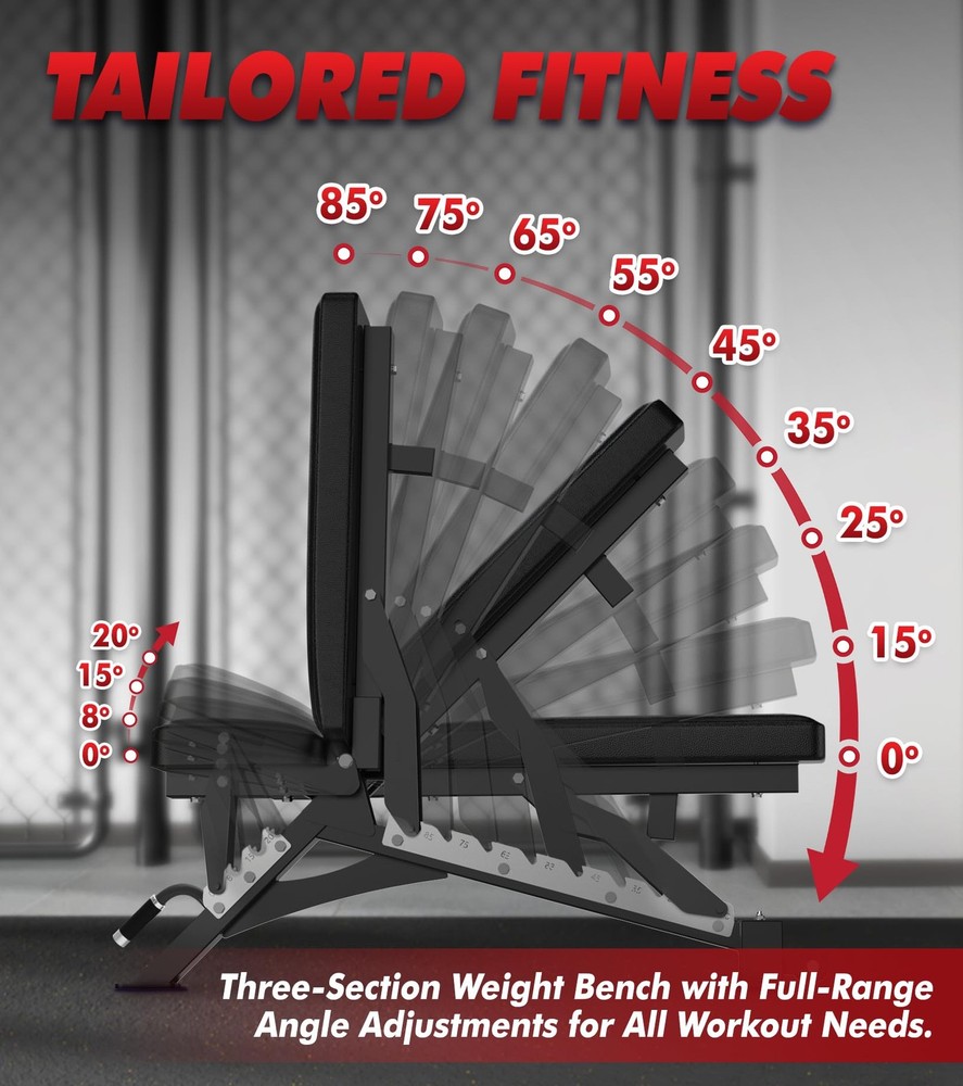 Adjustable Weight Bench with Multiple Back Positions for Full Body Workouts, ...