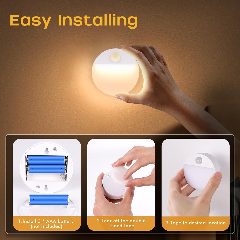 3 Pack Motion Sensor Stair Lights Battery