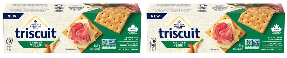 Triscuit, Garden Vegetable Crackers, Light and Crispy Texture, 185g (2 Pack)