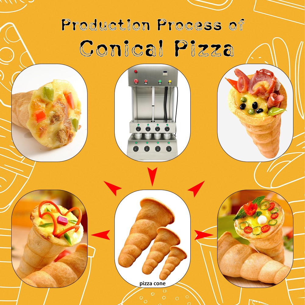 Electric Pizza Cone Forming Machine 4Molds Screw Thread Pizza Making Machine110V