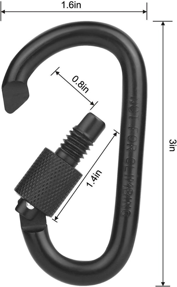 Locking Carabiner Clip, 3 Inch D Ring Clips Spring Snap Key Chain Hook Screw ...