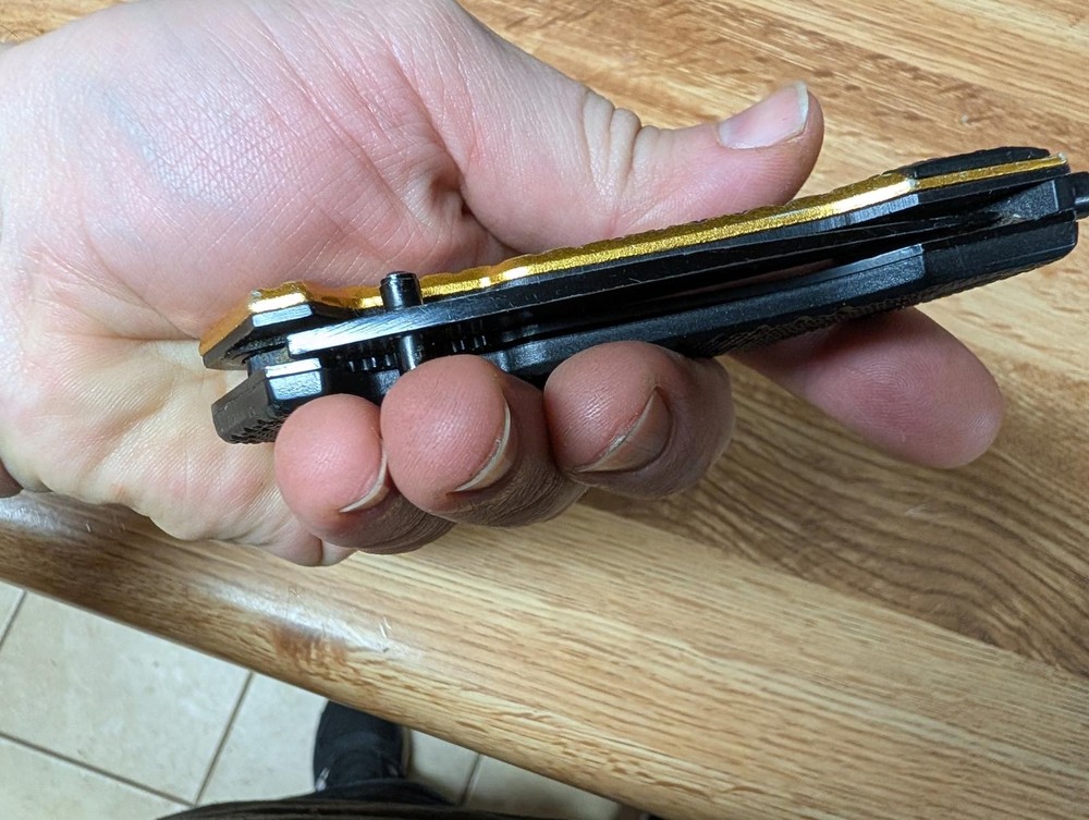 MAX FORCE Folding Utility Knife with Black and Gold Handle