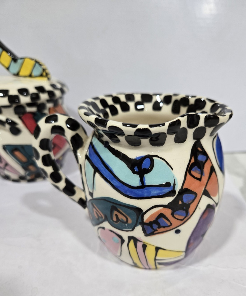 ROBIN STERLING CERAMIC HIGH HEEL SUGAR & CREAMER SET FOR STUART WEITZMAN