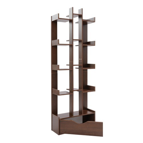 US 15-Compartment Bookcase Floor Standing Bookcase Book Storage Rack w/Cabinet