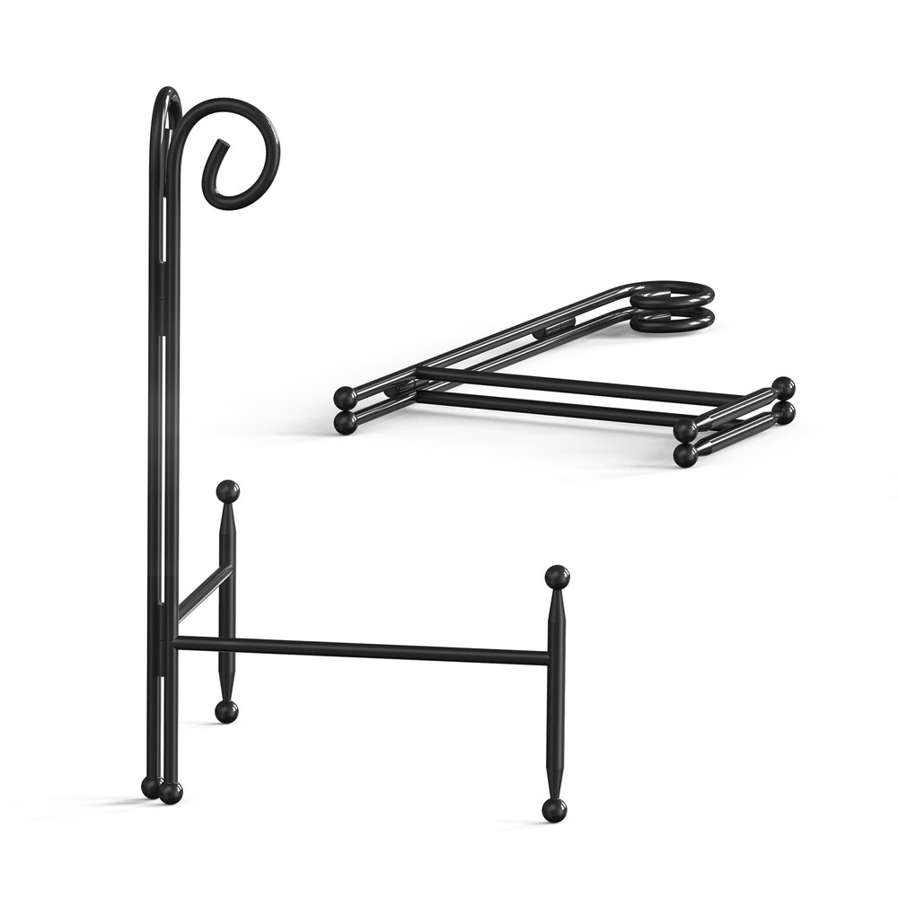 HEMYLU Display Stand for Plate, Foldable Metal Plate Table, Black