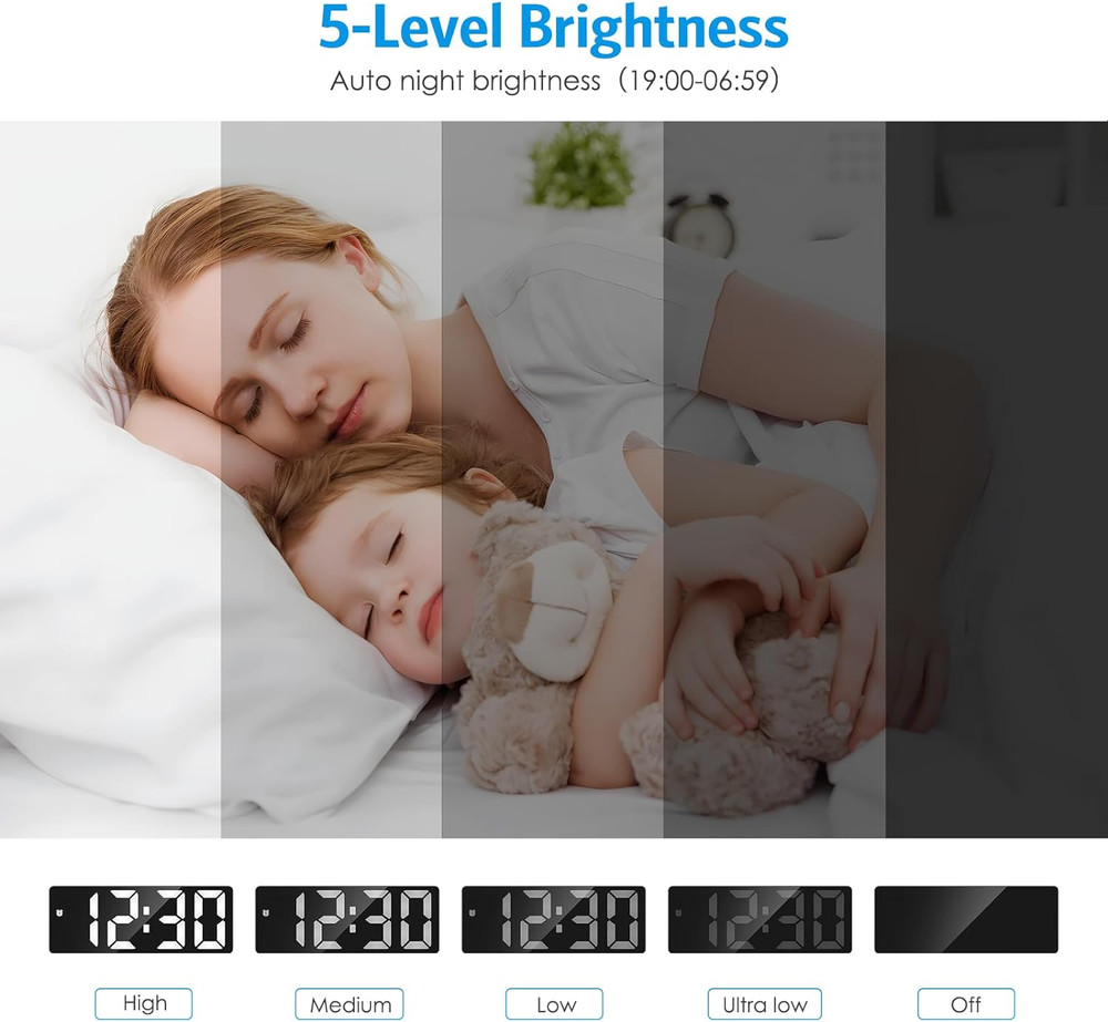 Digital Alarm Clock, Upgraded Small Digital Clock, Digital Clock Large Display,