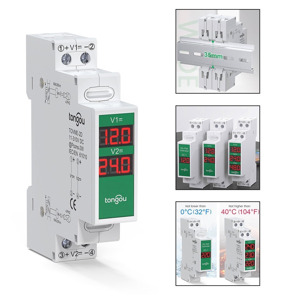 DC Voltage Meter with Real Time Display for Din Rail Mount Applications