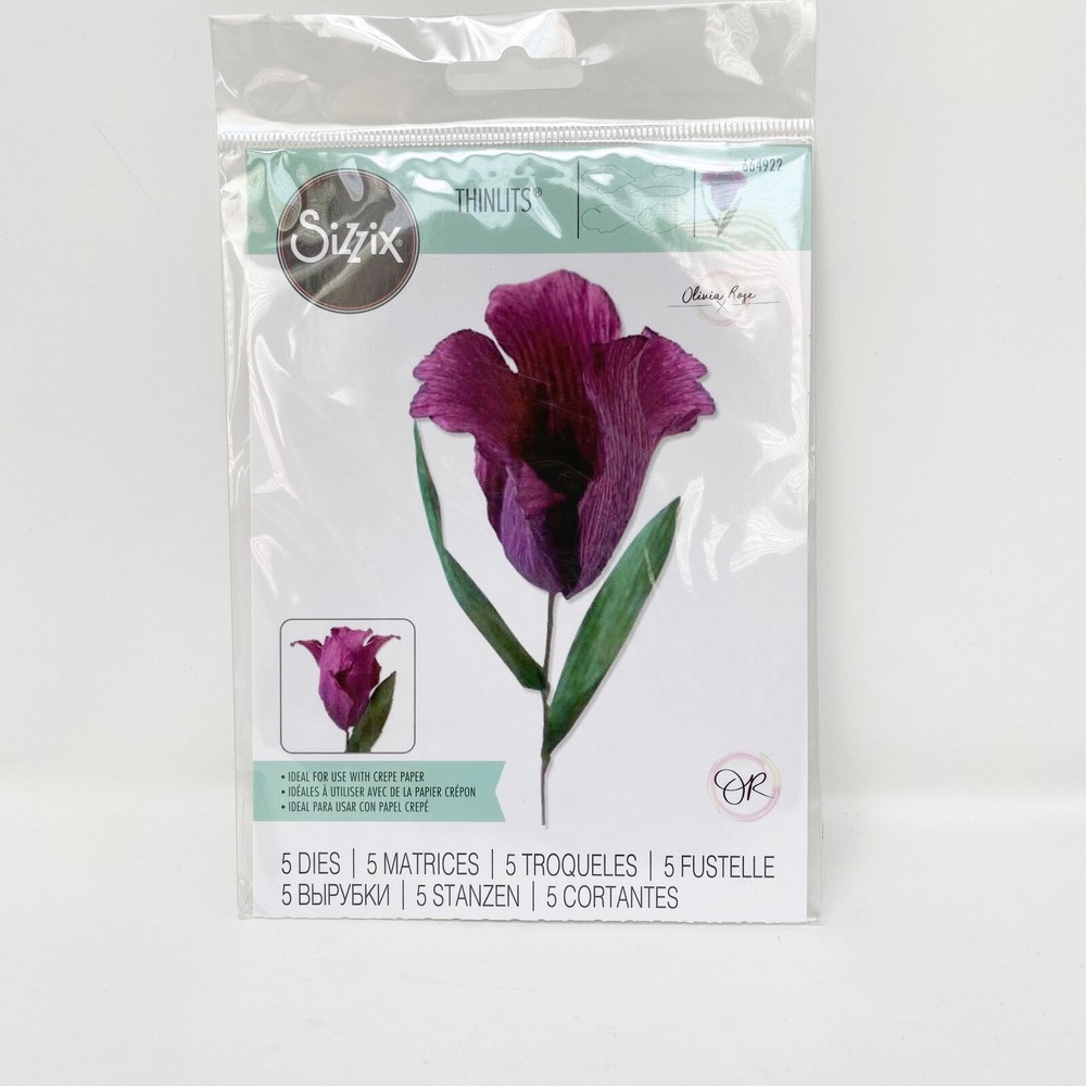 Sizzix Thinlits Fringed Tulip Floral Cutting Dies Spring Easter 664922 NEW