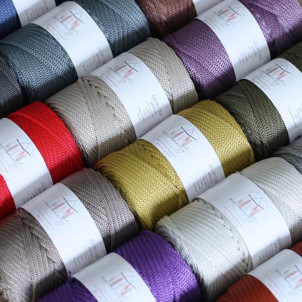 Premium Polyester Macrame Crochet Bag Cord For Crafts 5mm Polypropylene Grey