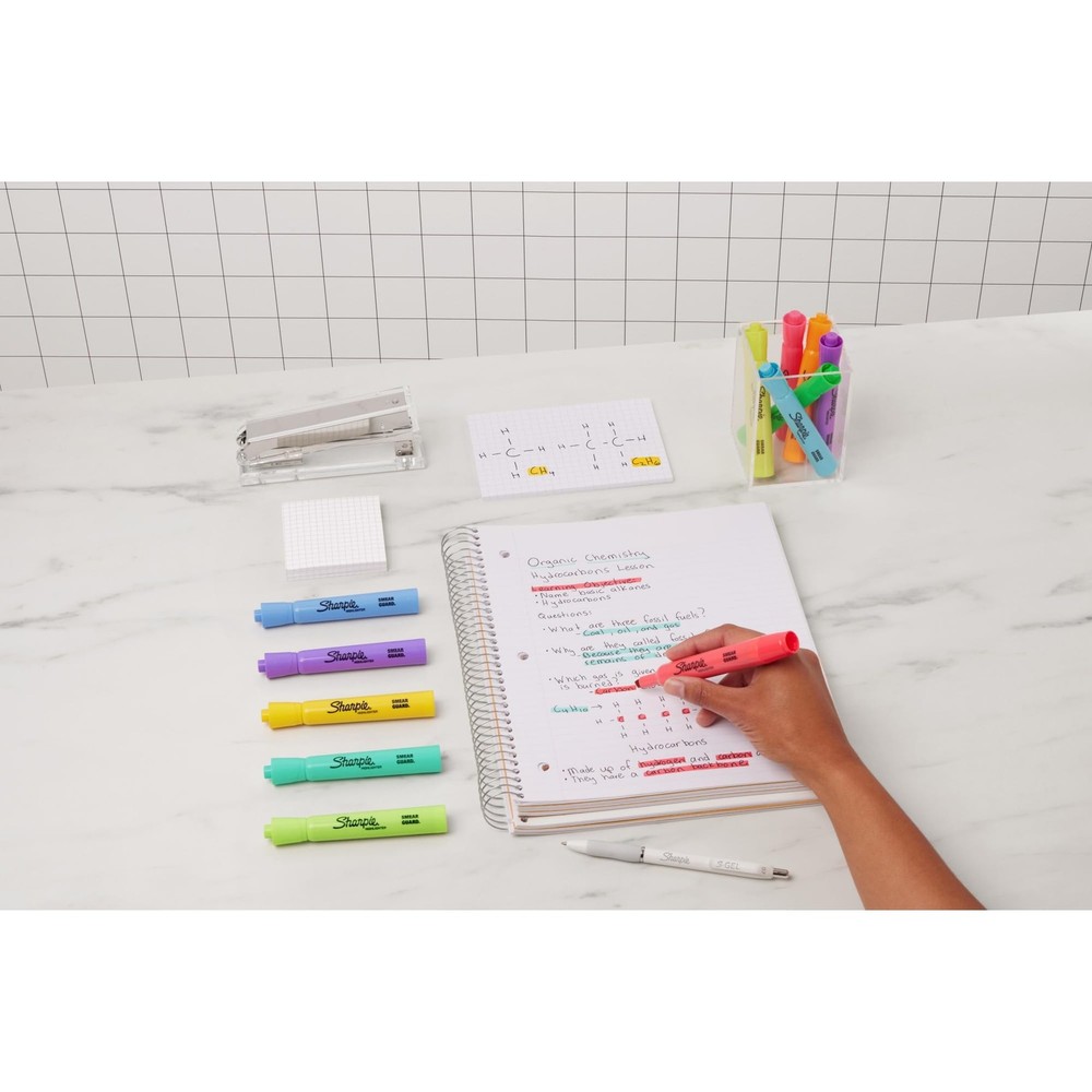 Sharpie Tank Highlighters, Chisel 12 Count (Pack of 1), Assorted Fluorescent
