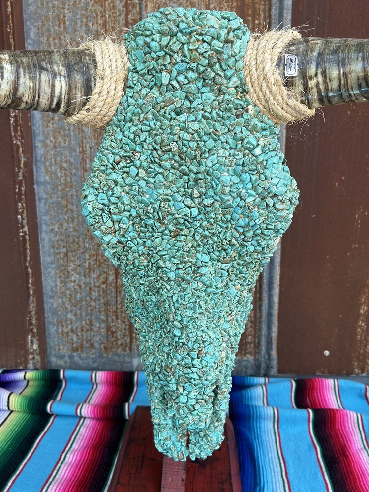 New Turquoise Long Horn Skull