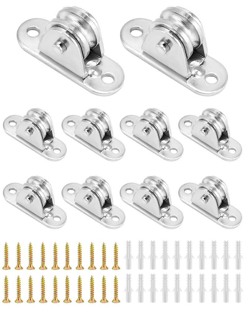 10x 1” Carbon Steel Pulley Rollers 176lb Capacity Triangular Lifting Wheels Rope