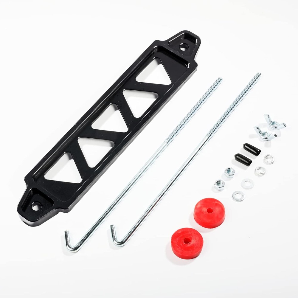 Black Aluminum Battery Tie Down Bracket Holder
