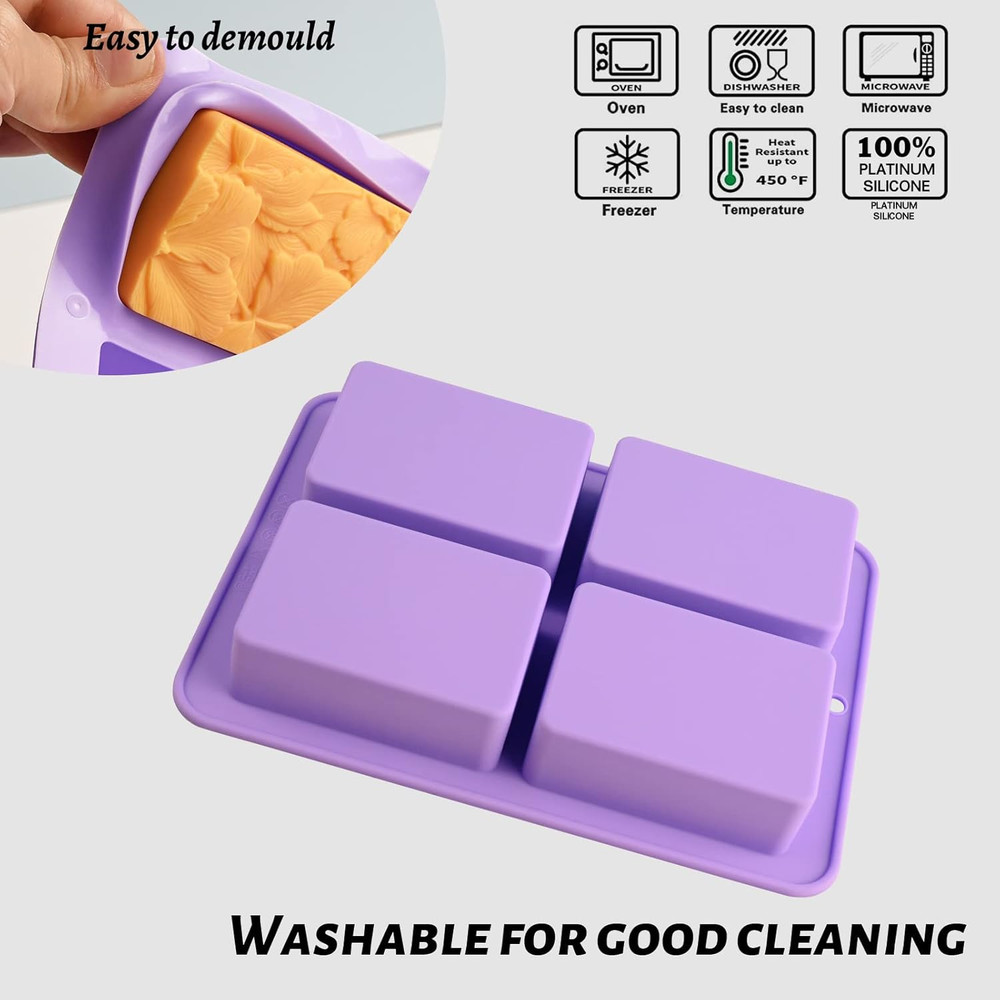Soap Molds Silicone, 3D Rectangular Flower Pattern Silicone Molds for Handmade C
