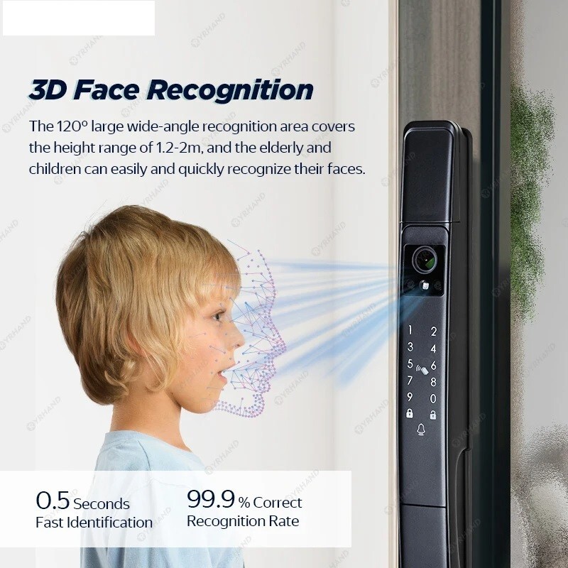 3D Face Recognition Tuya Wifi Smart Door Lock Visual Intercom Fingerprint