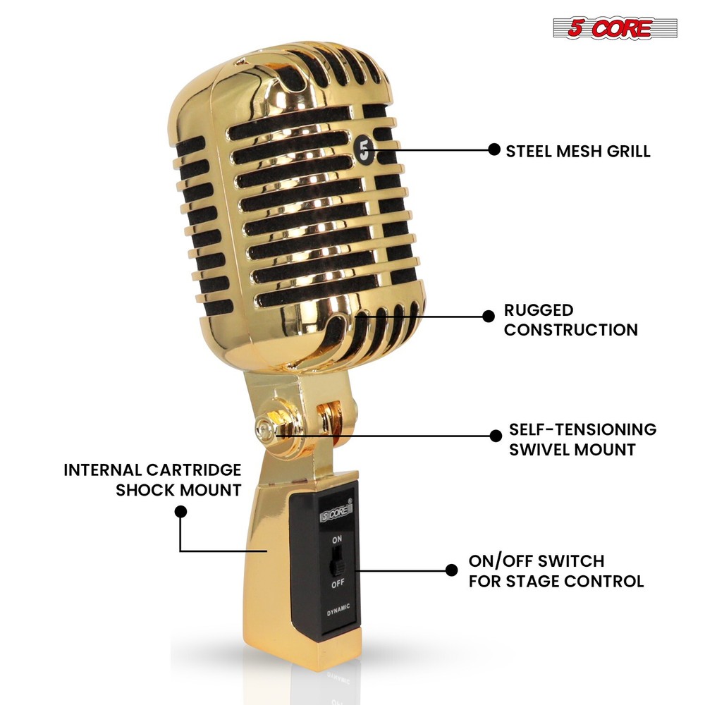 5Core Vintage Microphone Classic Dynamic Professional XLR Studio Retro Style Mic