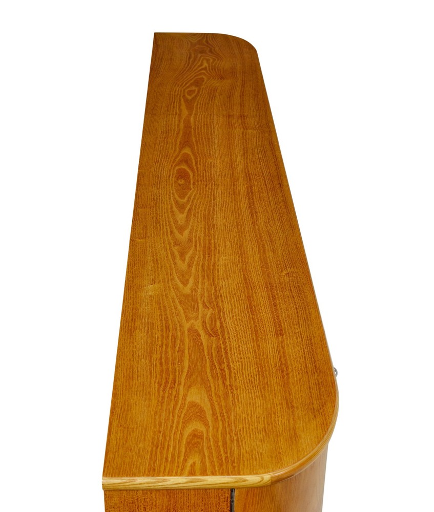 MID CENTURY SHAPED SCANDINAVIAN ELM LOW OPEN BOOKCASE