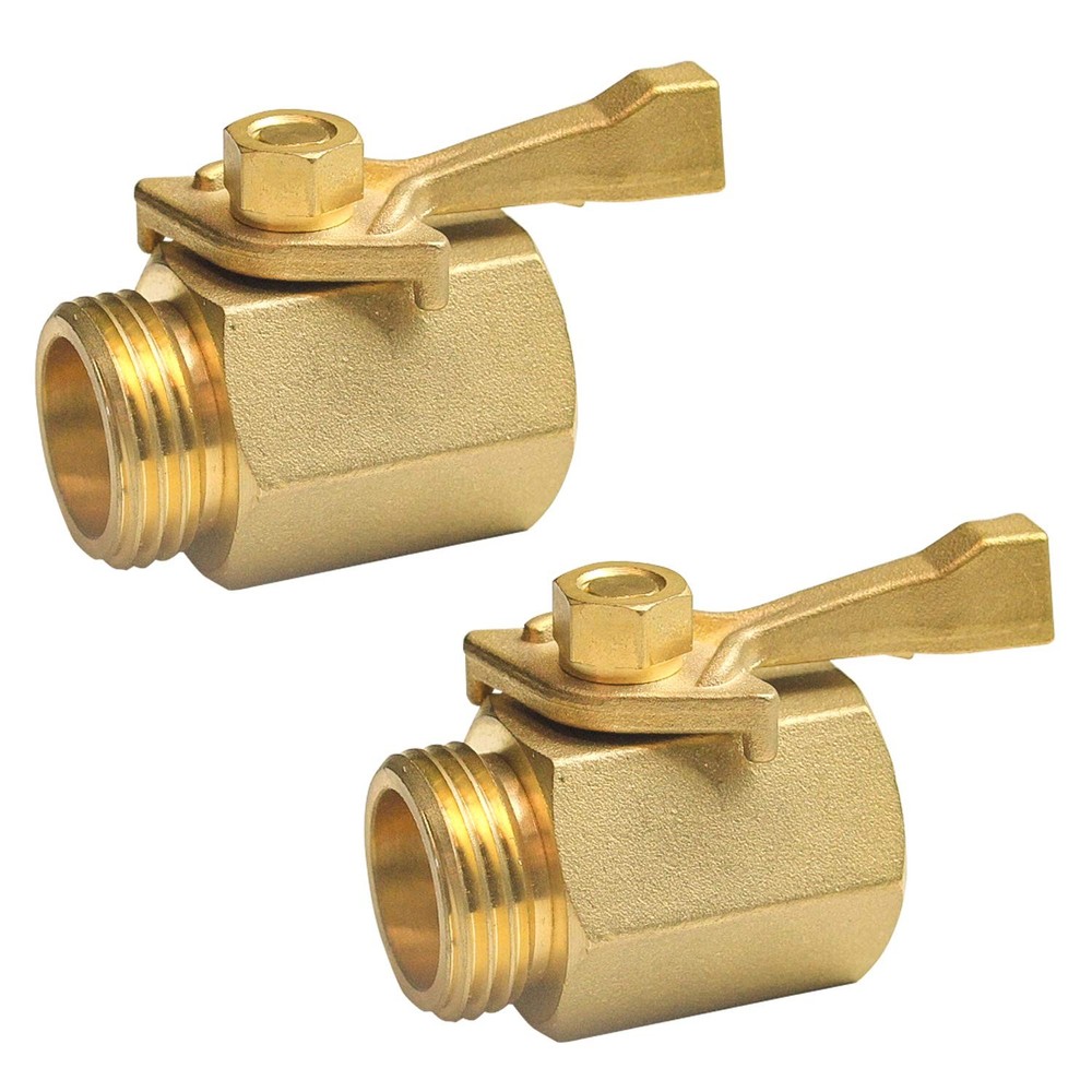 2 Pack Solid Brass Garden Hose Shut Off Valve with 2 Extra Washers, 3/4 Inch,...