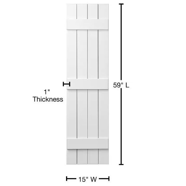 PLY GEM SHUTTERS 15"X59" White, Single Unit