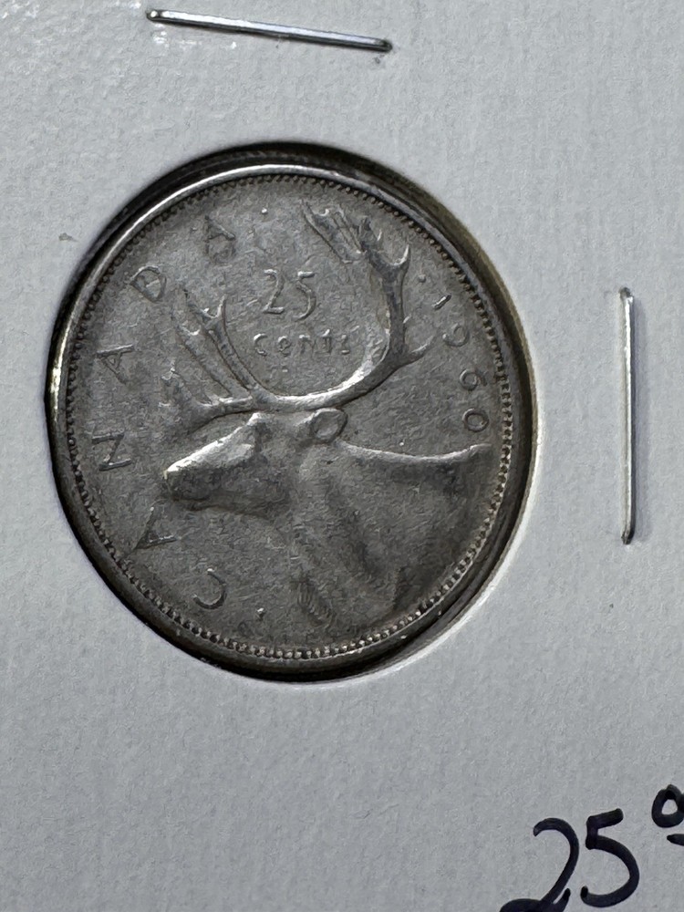 1960 Canada 25 Cents Silver Coin